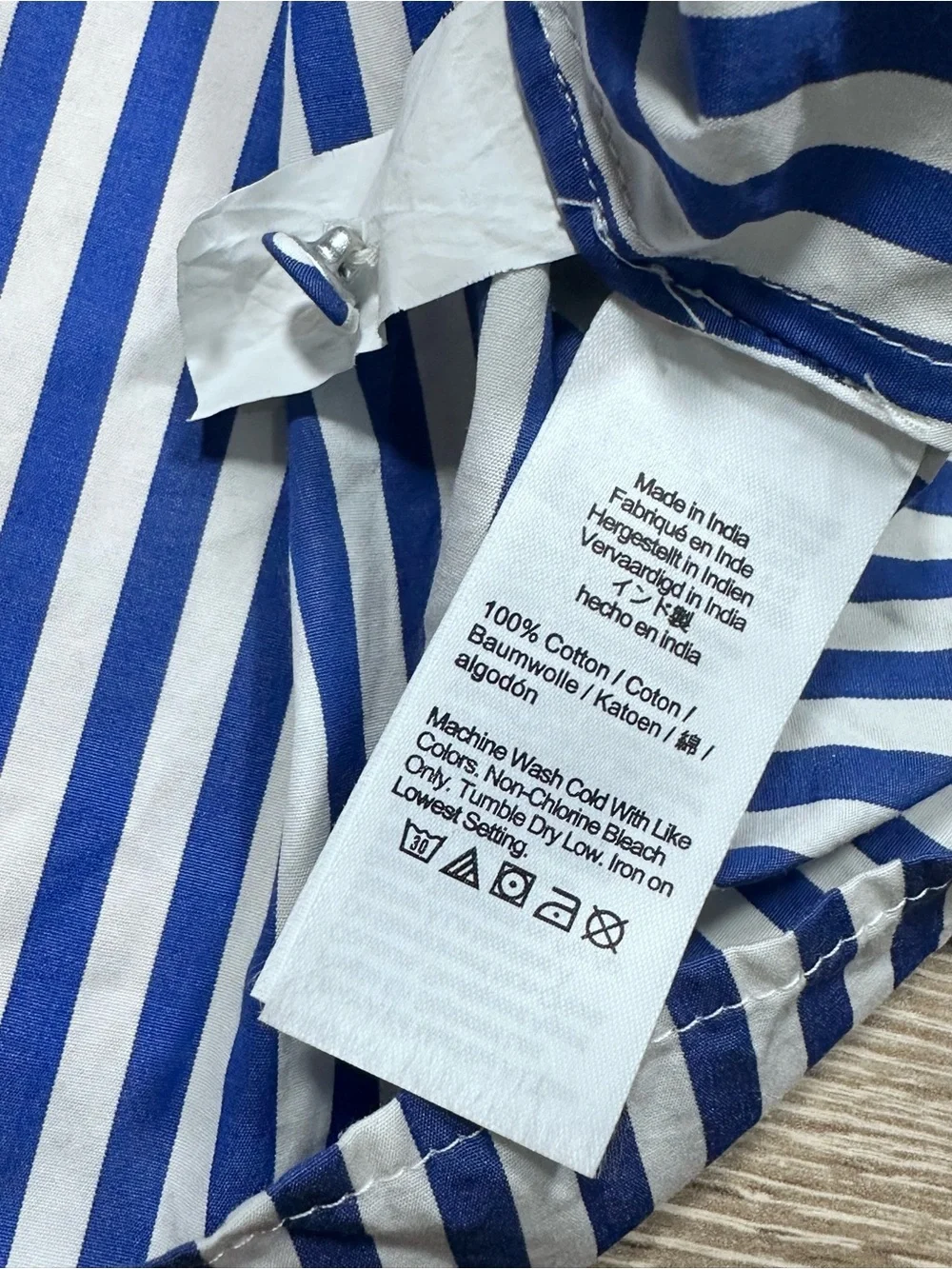 Madewell Stacked Button V-Neck Long Sleeve Top Poplin French Blue